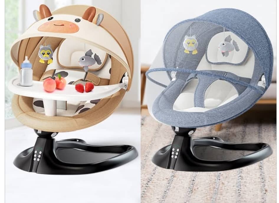 Miniature Balancelle Bébé Électrique avec Arche de Jeu